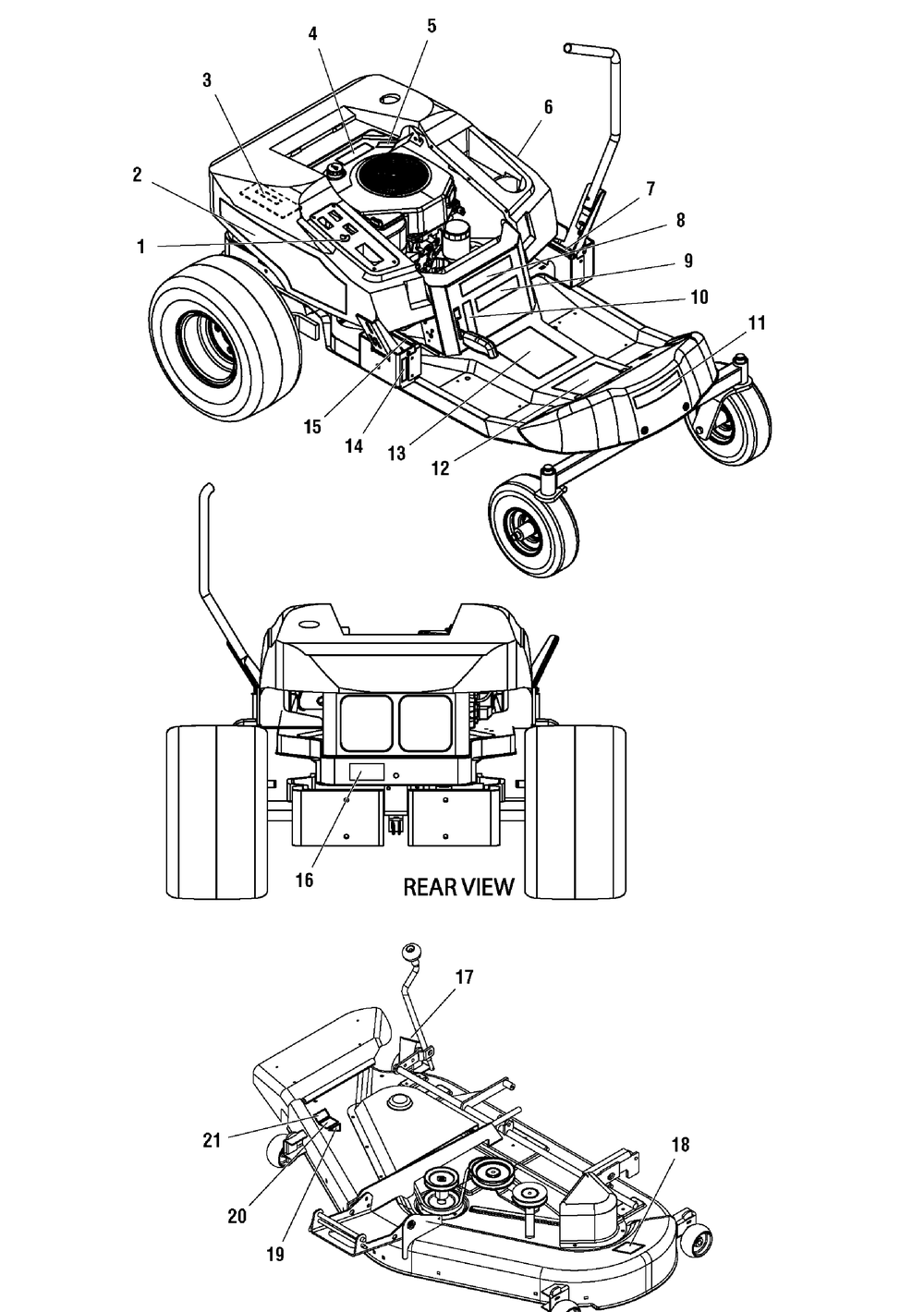 Decals Group Diagram and Parts List for 2277700-107277700-ZT7000 2004 Briggs and Stratton Lawn Tractor